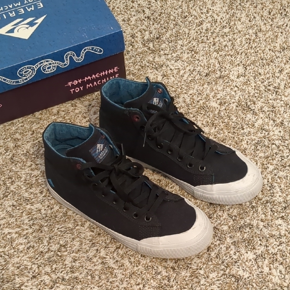 Emerica Indicator High x Toy Machine Black High-Top Skate Sneakers 7.5